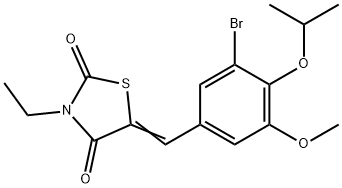 5-(3-bromo-4-isopropoxy-5-methoxybenzylidene)-3-ethyl-1,3-thiazolidine-2,4-dione 结构式