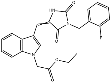 ethyl (3-{[1-(2-fluorobenzyl)-2,5-dioxo-4-imidazolidinylidene]methyl}-1H-indol-1-yl)acetate 结构式