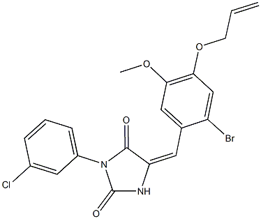 5-[4-(allyloxy)-2-bromo-5-methoxybenzylidene]-3-(3-chlorophenyl)-2,4-imidazolidinedione 结构式