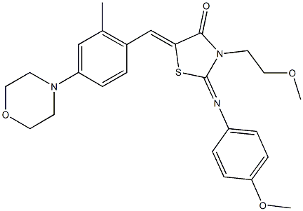 3-(2-methoxyethyl)-2-[(4-methoxyphenyl)imino]-5-[2-methyl-4-(4-morpholinyl)benzylidene]-1,3-thiazolidin-4-one 结构式