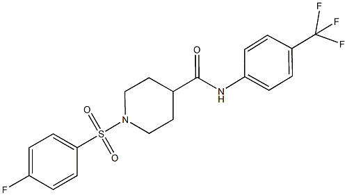 1-[(4-fluorophenyl)sulfonyl]-N-[4-(trifluoromethyl)phenyl]-4-piperidinecarboxamide 结构式