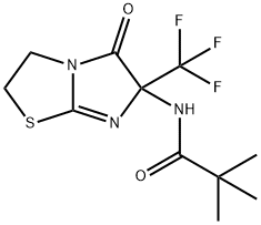 2,2-dimethyl-N-[5-oxo-6-(trifluoromethyl)-2,3,5,6-tetrahydroimidazo[2,1-b][1,3]thiazol-6-yl]propanamide 结构式