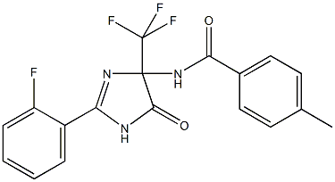 N-[2-(2-fluorophenyl)-5-oxo-4-(trifluoromethyl)-4,5-dihydro-1H-imidazol-4-yl]-4-methylbenzamide 结构式