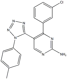 4-(3-chlorophenyl)-5-[1-(4-methylphenyl)-1H-tetraazol-5-yl]pyrimidin-2-amine 结构式