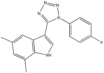 3-[1-(4-fluorophenyl)-1H-tetraazol-5-yl]-5,7-dimethyl-1H-indole 结构式