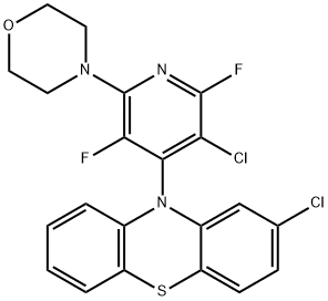 2-chloro-10-[3-chloro-2,5-difluoro-6-(4-morpholinyl)-4-pyridinyl]-10H-phenothiazine 结构式