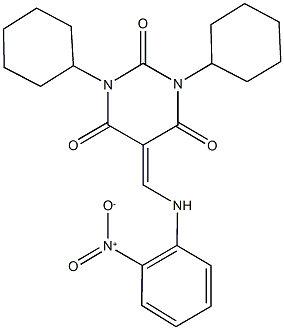 1,3-dicyclohexyl-5-({2-nitroanilino}methylene)pyrimidine-2,4,6(1H,3H,5H)-trione 结构式