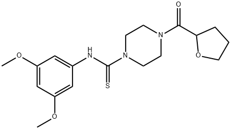 N-(3,5-dimethoxyphenyl)-4-(tetrahydrofuran-2-ylcarbonyl)piperazine-1-carbothioamide 结构式