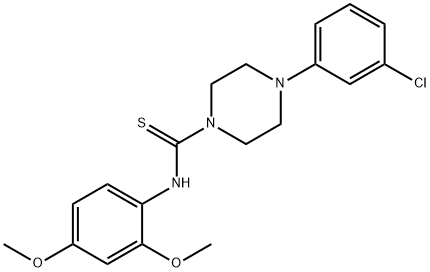 4-(3-chlorophenyl)-N-(2,4-dimethoxyphenyl)piperazine-1-carbothioamide 结构式