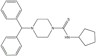 4-benzhydryl-N-cyclopentyl-1-piperazinecarbothioamide 结构式