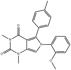 6-(2-methoxyphenyl)-1,3-dimethyl-5-(4-methylphenyl)-1H-pyrrolo[3,4-d]pyrimidine-2,4(3H,6H)-dione 结构式