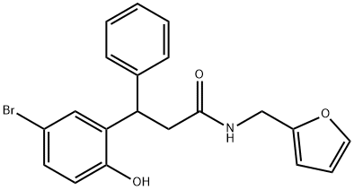3-(5-bromo-2-hydroxyphenyl)-N-(2-furylmethyl)-3-phenylpropanamide 结构式