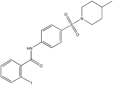 2-iodo-N-{4-[(4-methyl-1-piperidinyl)sulfonyl]phenyl}benzamide 结构式