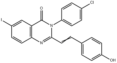 3-(4-chlorophenyl)-2-[2-(4-hydroxyphenyl)vinyl]-6-iodo-4(3H)-quinazolinone 结构式