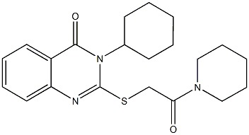 3-cyclohexyl-2-{[2-oxo-2-(1-piperidinyl)ethyl]sulfanyl}-4(3H)-quinazolinone 结构式