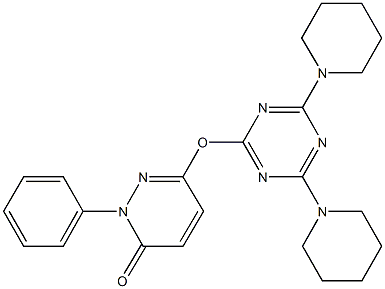 6-{[4,6-di(1-piperidinyl)-1,3,5-triazin-2-yl]oxy}-2-phenyl-3(2H)-pyridazinone 结构式