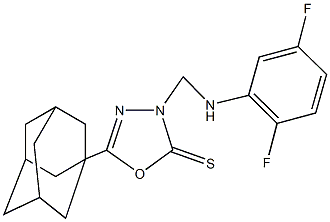5-(1-adamantyl)-3-[(2,5-difluoroanilino)methyl]-1,3,4-oxadiazole-2(3H)-thione 结构式