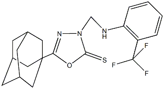 5-(1-adamantyl)-3-{[2-(trifluoromethyl)anilino]methyl}-1,3,4-oxadiazole-2(3H)-thione 结构式