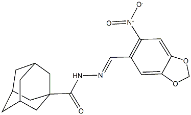 N'-({6-nitro-1,3-benzodioxol-5-yl}methylene)-1-adamantanecarbohydrazide 结构式