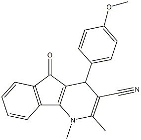 4-(4-methoxyphenyl)-1,2-dimethyl-5-oxo-4,5-dihydro-1H-indeno[1,2-b]pyridine-3-carbonitrile 结构式