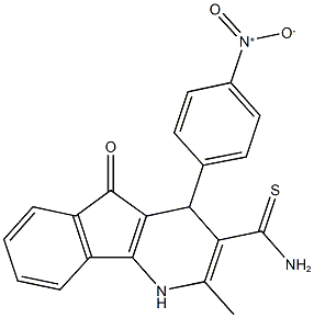 4-{4-nitrophenyl}-2-methyl-5-oxo-4,5-dihydro-1H-indeno[1,2-b]pyridine-3-carbothioamide 结构式