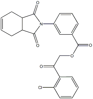 2-(2-chlorophenyl)-2-oxoethyl 3-(1,3-dioxo-1,3,3a,4,7,7a-hexahydro-2H-isoindol-2-yl)benzoate 结构式