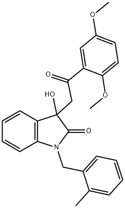 3-[2-(2,5-dimethoxyphenyl)-2-oxoethyl]-3-hydroxy-1-(2-methylbenzyl)-1,3-dihydro-2H-indol-2-one 结构式