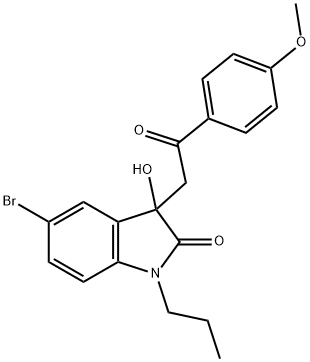 5-bromo-3-hydroxy-3-[2-(4-methoxyphenyl)-2-oxoethyl]-1-propyl-1,3-dihydro-2H-indol-2-one 结构式