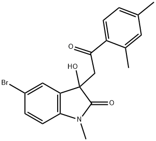 5-bromo-3-[2-(2,4-dimethylphenyl)-2-oxoethyl]-3-hydroxy-1-methyl-1,3-dihydro-2H-indol-2-one 结构式
