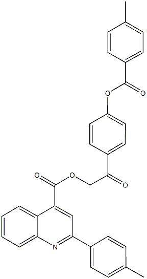 2-{4-[(4-methylbenzoyl)oxy]phenyl}-2-oxoethyl 2-(4-methylphenyl)-4-quinolinecarboxylate 结构式