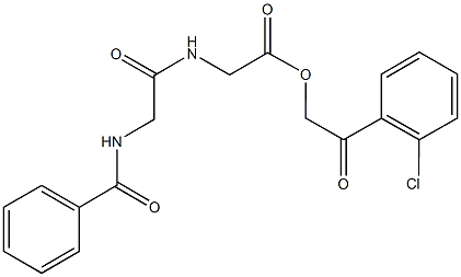 2-(2-chlorophenyl)-2-oxoethyl {[(benzoylamino)acetyl]amino}acetate 结构式