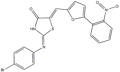 2-[(4-bromophenyl)imino]-5-[(5-{2-nitrophenyl}-2-furyl)methylene]-1,3-thiazolidin-4-one 结构式