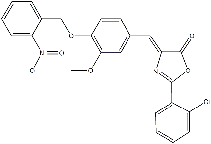 2-(2-chlorophenyl)-4-[4-({2-nitrobenzyl}oxy)-3-methoxybenzylidene]-1,3-oxazol-5(4H)-one 结构式