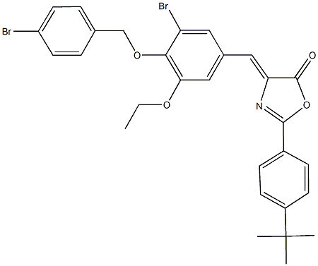 4-{3-bromo-4-[(4-bromobenzyl)oxy]-5-ethoxybenzylidene}-2-(4-tert-butylphenyl)-1,3-oxazol-5(4H)-one 结构式