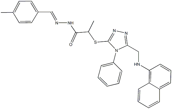 N'-(4-methylbenzylidene)-2-({5-[(1-naphthylamino)methyl]-4-phenyl-4H-1,2,4-triazol-3-yl}sulfanyl)propanohydrazide 结构式