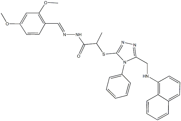 N'-(2,4-dimethoxybenzylidene)-2-({5-[(1-naphthylamino)methyl]-4-phenyl-4H-1,2,4-triazol-3-yl}sulfanyl)propanohydrazide 结构式
