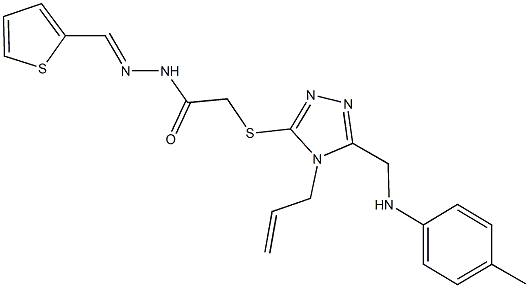 2-{[4-allyl-5-(4-toluidinomethyl)-4H-1,2,4-triazol-3-yl]sulfanyl}-N'-(2-thienylmethylene)acetohydrazide 结构式