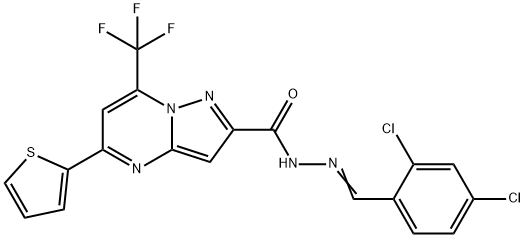 N'-(2,4-dichlorobenzylidene)-5-(2-thienyl)-7-(trifluoromethyl)pyrazolo[1,5-a]pyrimidine-2-carbohydrazide 结构式