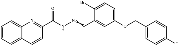 N'-{2-bromo-5-[(4-fluorobenzyl)oxy]benzylidene}-2-quinolinecarbohydrazide 结构式