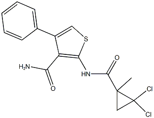 2-{[(2,2-dichloro-1-methylcyclopropyl)carbonyl]amino}-4-phenyl-3-thiophenecarboxamide 结构式