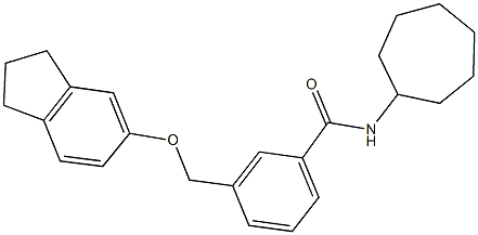 N-cycloheptyl-3-[(2,3-dihydro-1H-inden-5-yloxy)methyl]benzamide 结构式