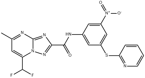 7-(difluoromethyl)-N-[3-nitro-5-(2-pyridinylsulfanyl)phenyl]-5-methyl[1,2,4]triazolo[1,5-a]pyrimidine-2-carboxamide 结构式