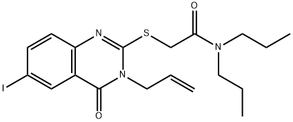 2-[(3-allyl-6-iodo-4-oxo-3,4-dihydro-2-quinazolinyl)sulfanyl]-N,N-dipropylacetamide 结构式