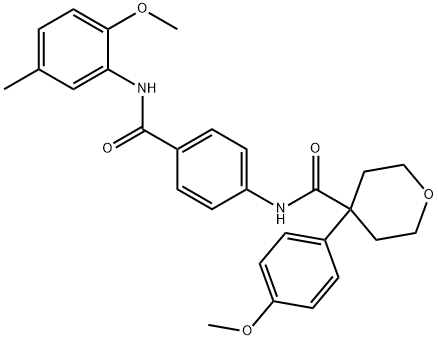 N-{4-[(2-methoxy-5-methylanilino)carbonyl]phenyl}-4-(4-methoxyphenyl)tetrahydro-2H-pyran-4-carboxamide 结构式