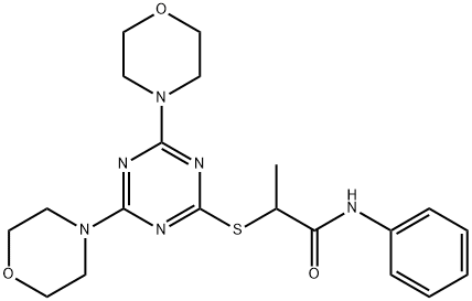 2-{[4,6-di(4-morpholinyl)-1,3,5-triazin-2-yl]sulfanyl}-N-phenylpropanamide 结构式