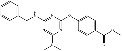 methyl 4-{[4-(benzylamino)-6-(dimethylamino)-1,3,5-triazin-2-yl]oxy}benzoate 结构式