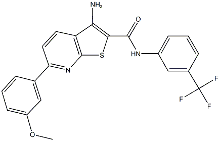 3-amino-6-(3-methoxyphenyl)-N-[3-(trifluoromethyl)phenyl]thieno[2,3-b]pyridine-2-carboxamide 结构式