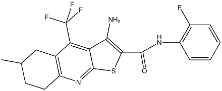 3-amino-N-(2-fluorophenyl)-6-methyl-4-(trifluoromethyl)-5,6,7,8-tetrahydrothieno[2,3-b]quinoline-2-carboxamide 结构式