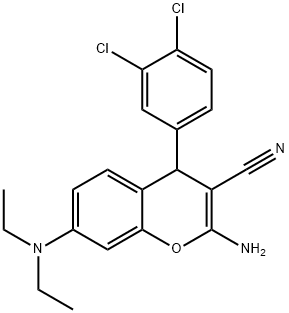 2-amino-4-(3,4-dichlorophenyl)-7-(diethylamino)-4H-chromene-3-carbonitrile 结构式