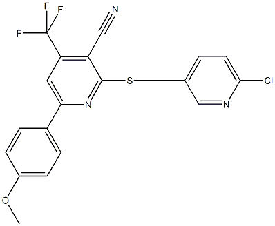 2-{[(6-chloro-3-pyridinyl)methyl]sulfanyl}-6-(4-methoxyphenyl)-4-(trifluoromethyl)nicotinonitrile 结构式
